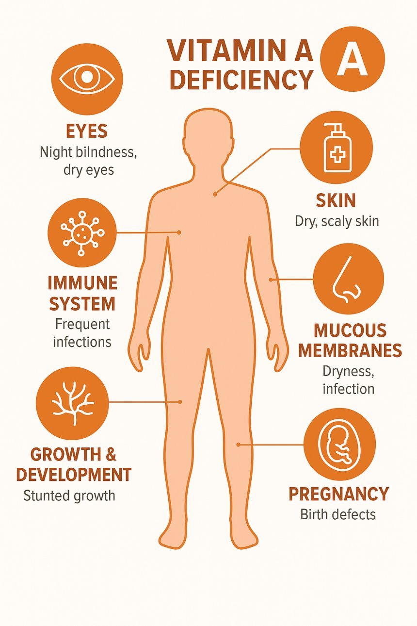 Vitamin A deficiency chart in human body